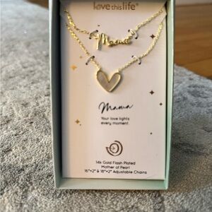 Brand New Love This Life Gold 'Mama' Layered Necklace with Heart Pendant